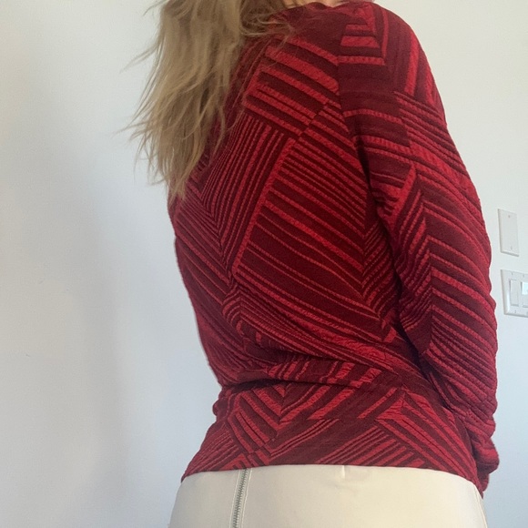 Vintage 1970s red Donna mockneck long-sleeve top size XL - Picture 3 of 8